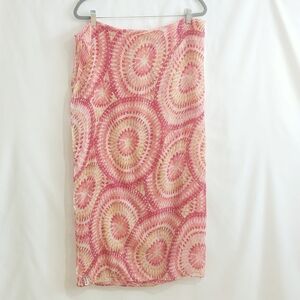 Kaleidoscope White Red Pink Tan Lightweight Kaleidoscope Pattern Scarf NWT